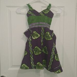 Green and Purple African Print Dress